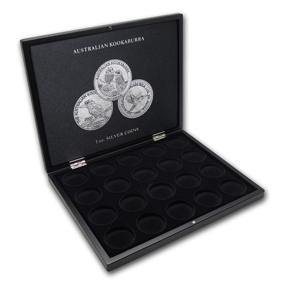 1 oz Australian Silver Kookaburra 20-Piece Black Presentation Box 1 oz Australian Silver Kookaburra 20-Piece Black Presentation Box